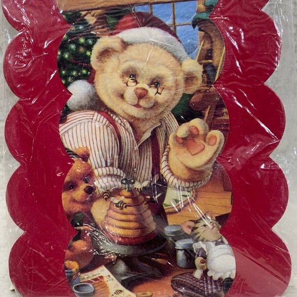 Vintage Teddy Bear Elves Christmas Card Holder card display 56"" long - Picture 9 of 12